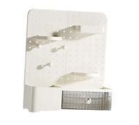 Fenteer Organiseur de Bureau Compact avec Système à Panneau Perforé Tiroir à Glissement Facile Porte-stylos Multifonctions Boîte à Fournitures Structure Vert, Blanc Crème