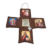 Fenteer Ornement prière poche, petit objet décoratif original et compact, cadeau pour les amis catholiques, portable et léger, fait main, Bleu Foncé