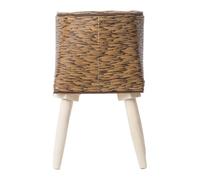 Fenteer Panier à Fleurs avec Support pour Plante Organisateur de Pots de Fleurs Corbeille Décorative Tressée sur Pieds en Imitation Ro, Café 33x16cm 4 Pieds