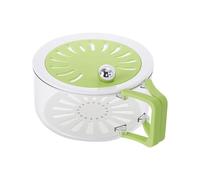 Fenteer Panier de Drainage pour Fruits et Légumes Double Couche Récipient de Rangement Alimentaire Égouttoir avec Poignée Repliable Couvercle Ajouré Pratique, Vert
