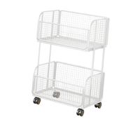 Fenteer Panier de Rangement Cuisine à Roulettes avec Chariot Stockage Métal Bacs Ouverts Étagère Fruits Snacks Facile à Déplacer Convient Au Bureau Maison Sa, Blanc