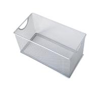 Fenteer Panier de Rangement Ouvert en Maille pour comptoir avec poignées, Panier en Maille métallique, boîte de Rangement pour CD pour Pique-Nique, Maison, Argent