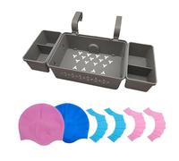 Fenteer Panier de Rangement Piscine Panier de Rangement Piscine Organisateur de Piscine Accessoires Piscine Multifonctionnel Support Gobelet Rangement Extéri, Gris