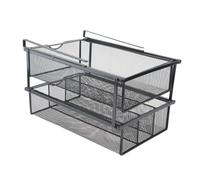 Fenteer Panier de Rangement Suspendu Tiroir Amovible Corbeille de Rangement Étagère Coulissante Support Métallique pour Un Accès Simple et Rapide Adapté Aux A, Noir 3 Compartiments