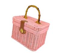 Fenteer Panier de rangement tressé à la main, boîte de rangement pour valise, panier cadeau pour les fêtes et le Nouvel An, Rose 23.5 X 16 X 16 Cm