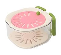 Fenteer Panier Égouttoir à Fruits avec Bac de Drainage Couvercle Ajustable Rangement Réfrigérateur Poignée Rabattable Résistant Convient à La Cuisine Salle de, Rose