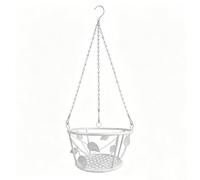 Fenteer Panier Suspendu pour Plantes, Support pour Pots de Fleurs, Ornement en Fer avec Trou de Drainage, Chaîne de pour Plantes, pour Une, Blanc