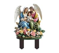 Fenteer Panneau Religieux Figurine Décorative Jardin Piquet Extérieur Signalétique Acrylique 2D Ornement Pelouse Bonzaï Décoration Fleur Convient pour Jardin, Sainte Famille