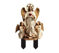 Fenteer Panneau Religieux Figurine Décorative Jardin Piquet Extérieur Signalétique Acrylique 2D Ornement Pelouse Bonzaï Décoration Fleur Convient pour Jardin, Figure de Jésus