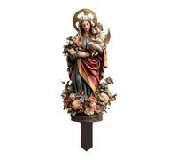 Fenteer Panneau Religieux Figurine Décorative Jardin Piquet Extérieur Signalétique Acrylique 2D Ornement Pelouse Bonzaï Décoration Fleur Convient pour Jardin, Mère et Enfant