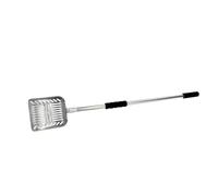 Fenteer Pelle à Litière Spatule de Nettoyage Tamis pour Chat Outil pour Bac en Acier Inoxydable avec Manche Long Réglable Convient pour Un Nettoyage Efficace, Noir