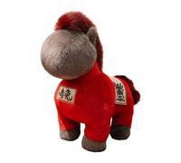Fenteer Peluche Cheval Mascotte Statutette Animal Rempli Souvenir Bénédiction En Peluche Confortable Adaptée pour Décoration de Bureau Maison Magasin Restaura, rouge
