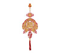 Fenteer Pendentif Nouvel an Chinois Décoration Suspendue Bénédiction Porte- Tissu Floqué Symbole Chance Ornement Adapté pour Entrée Maison B, Heureux