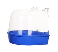 Fenteer Pet Bird Bath Box Accessoire Cage pour Oiseaux avec Porte Supérieure Ouvrable Baignoire Suspendue Multifonction Détachable Adaptée Oiseaux Domestiques, Bleu Foncé