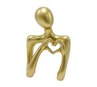 Fenteer Petite sculpture en résine représentant des mains en forme de cœur doré, idéale pour une table basse ou une bibliothèque.