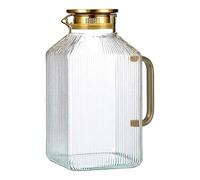 Fenteer Pichet en verre 3800 ml, peu encombrant et robuste, idéal pour le lait, la, le café et la sangria, Poignée Dorée