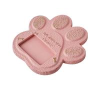 Fenteer Pierre Commémorative pour Animaux Stèle en Forme de Patte Marqueur de Tombe Plaque Funéraire avec Emplacement Photo Approprié pour Une Utilisation in, Rose