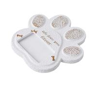 Fenteer Pierre Commémorative pour Animaux Stèle en Forme de Patte Marqueur de Tombe Plaque Funéraire avec Emplacement Photo Approprié pour Une Utilisation in, Blanc