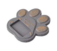 Fenteer Pierre Commémorative pour Animaux Stèle en Forme de Patte Marqueur de Tombe Plaque Funéraire avec Emplacement Photo Approprié pour Une Utilisation in, Gris
