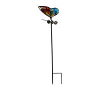 Fenteer Piquet de Jardin Papillon Décoration Extérieure Art de Cour Ornement de Pelouse Tuteur Métallique en Fer Robuste avec Ailes de Verre Approprié pour Ja, Orange et Bleu