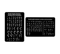 Fenteer Planchette D'Alphabet Braille Outil Didactique Plaque de Chiffres Tableau de Lettres Support D'Initiation Compact et Léger pour Le Transport Adapté Au, Noir 2 Pièces