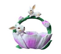 Fenteer Plat à Bonbons Lapin Corbeille Décorative Bol Figurine de Pâques En Résine pour Servir Des Collations Adapté pour La Maison Le Salon L'Entr, Blanc