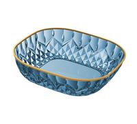 Fenteer Plateau de Fruits Plateau à Apéritifs Assiette pour Snacks Forme Carrée Légère Bordure Dorée Surface Lisse Facile à Nettoyer Adapté Réception Fête 24, Bleu