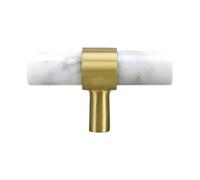 Fenteer Poignée de Meuble Marbre Poignée de Cabinet Bouton de Tiroir Barre En Laiton Design Classique Montage Facile Adapté à La Maison Salon, 35 X 60 Mm Blanc
