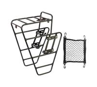 Fenteer Porte-Bagages Avant Vélo Porte-Bagages de Fourche Support Aluminium Alliage Renforcé Système de Fixation pour Cyclistes Randonnées Transport de Charg, avec Sac en Filet