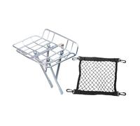 Fenteer Porte-Bagages Avant Vélo Porte-Cargo Support Aluminium Alliage Grande Capacité Accessoire Pratique Installation Facile Adapté Aux Déplacements Quotidi, Version Courte Argentée