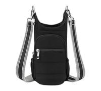 Fenteer Porte-Bouteille d'eau Sac de Transport Housse pour Gourde Sacoche Bandoulière en Nylon avec Sangle Ajustable Adapté pour La Randonnée et Le Camping, Noir