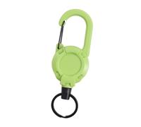 Fenteer Porte-clés Rétractable Fil Acier Épais Attache Ceinture Robuste Mousqueton Verrouillable Support Intégré Adapté Au Port de Clés Camping Pêche Dé, Vert