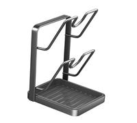Fenteer Porte-couvercle Pot Porte-ustensiles Repose-cuillère Support Planche à Découper Plateau Égouttoir En Acier Carbone Adapté pour Cuisine Maison Hôtel St, Gris 2 Niveaux