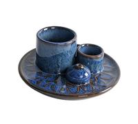 Fenteer Porte-encens Céramique Plateau Décoratif Méditation Support Bâtonnets D'Encens Brûleur Bougie Censer Convient pour Salon Chemi, Bleu Foncé