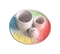 Fenteer Porte-encens Céramique Plateau Décoratif Méditation Support Bâtonnets D'Encens Brûleur Bougie Censer Convient pour Salon Chemi, Coloré