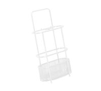 Fenteer Porte-parapluie Support de Rangement Bac Organisateur et Étagère à Parapluies En Fer Robuste avec Collecteur D'Eau Approprié pour La Maison Le Bureau, Blanc
