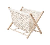 Fenteer Porte-revues Bohème En Macramé Panier de Rangement Tissé Support de Sol pour Livres et Journaux Pliable et Fait Main Adapté pour Le Salon La Chambre, 23x22x28cm