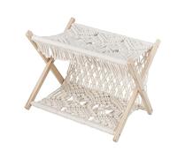 Fenteer Porte-revues Bohème En Macramé Panier de Rangement Tissé Support de Sol pour Livres et Journaux Pliable et Fait Main Adapté pour Le Salon La Chambre, 34x24x25cm