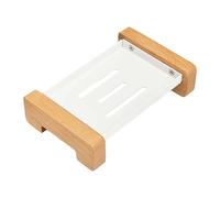 Fenteer Porte-savon En Métal et Bois avec Drainage pour Évier de Salle de Bain et Cuisine Plateau à Savon Élégant et Pratique Design Moderne Adapté pour Sall, Comptoir