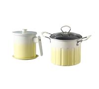 Fenteer Pot à Friture avec Poignée pour Cuisson de Frites, Blanc Jaune