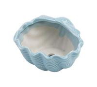 Fenteer Pot de Fleurs Décoratif Jardinière en Céramique Pot de Plantes Cache-Pot en Forme de Conque Mignonne avec Trou de Drainage pour La Maison Le Balcon et, Bleu Clair