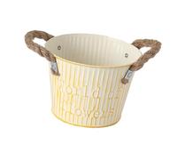 Fenteer Pot de Fleurs en Fer avec poignées, décoration pour Jardin, Maison, Jardin, Restaurant, terrasse, Ferme, Beige