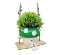 Fenteer Pot de Fleurs en Résine à Suspendre avec Design de Visage, Vert