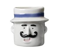 Fenteer Pot de Fleurs Jardinière en Céramique Cache-Pot de Dessin Animé Vase Mignon avec Trou de Drainage pour Plantes D'Intérieur Approprié pour La Décorati, Homme Blanc Brillant