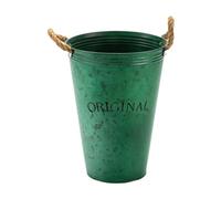 Fenteer Pot de Fleurs Rétro en Fer Vintage pour Plantes D'Intérieur et D'Extérieur avec Poignées en Corde Décoration Rustique Adaptée Aux Balcons Jardins et, Vert