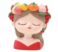Fenteer Pot de Fleurs Vase Original Cache-Pot Créatif Porte-Plantes Ornement Décoratif Tête de Fille avec Fruits Approprié pour Le Café, Style D