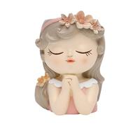 Fenteer Pot de Fleurs Visage Jardinière Tête Statue Buste Vase Fille Cache-Pot Artistique en Résine Robuste avec Une Posture Élégante Approprié pour La Décor, Rose Marron, 8x7x11cm