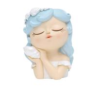 Fenteer Pot de Fleurs Visage Jardinière Tête Statue Buste Vase Fille Cache-Pot Artistique en Résine Robuste avec Une Posture Élégante Approprié pour La Décor, Blanc Bleu, 8x7x11cm