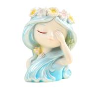 Fenteer Pot de Plante Tête de Fille Figurine pour Décoration de Jardin et Balcon, Bleu