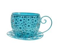 Fenteer Pot Fleurs en Forme Tasse à thé Creuse et sculptée, Centre Table décoratif pour Patio, Jardin, Mariage, Anniversaire, été, Bleu